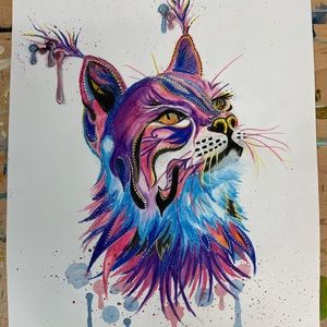 Handmade water color pencils painting with frame